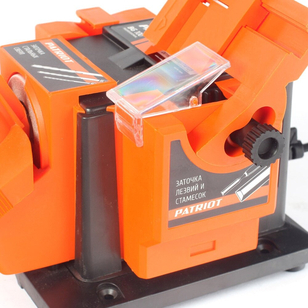 Точильный станок PATRIOT BG100, универсальный, защитный экран, 1350 об./мин., 8 мм