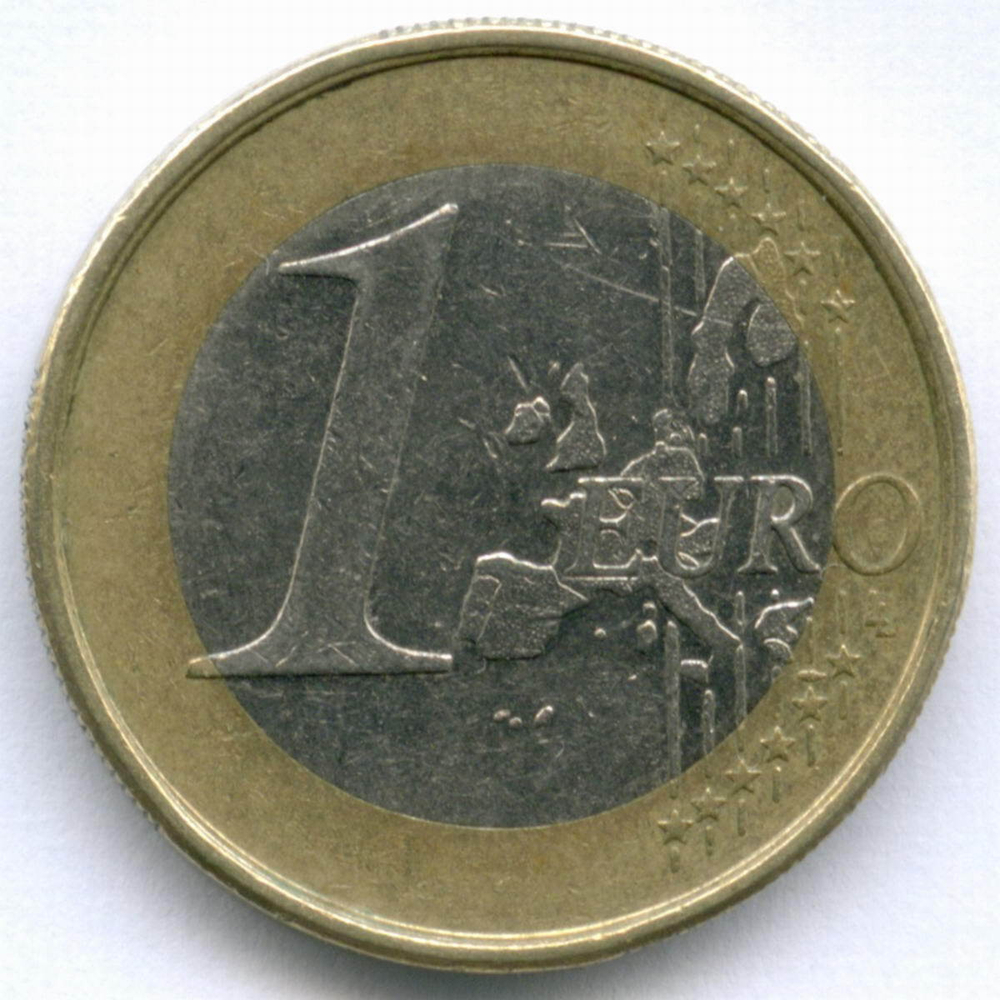 1 евро 2002 год. Ирландия. Регулярный выпуск. Тип 1. Биметалл VF-XF