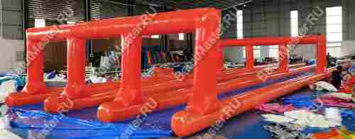 Водная горка без надувного дна, на подкачке ТУРБО "Три полосы", 120*7*2,5 м