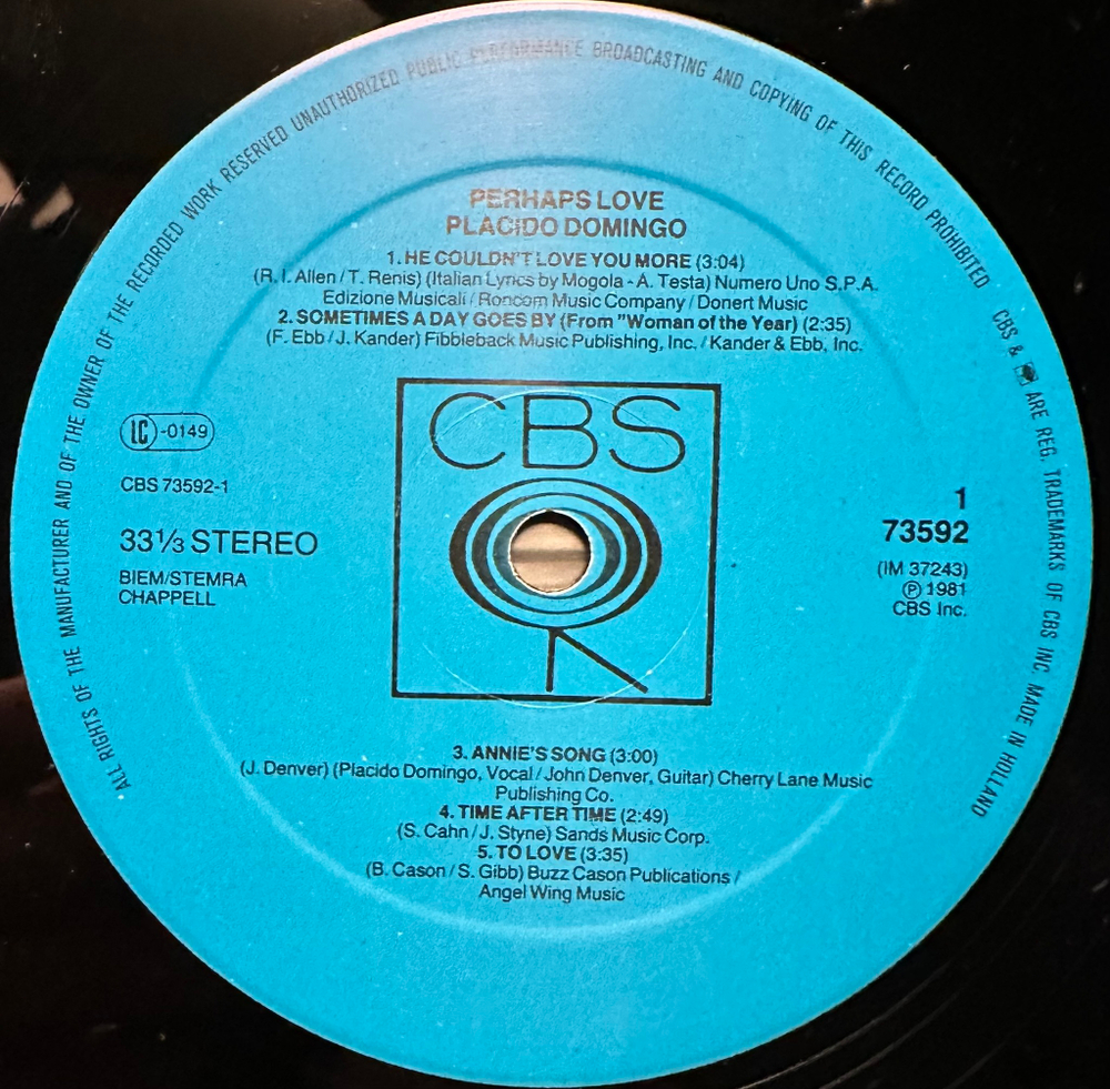 Placido Domingo With John Denver - Perhaps Love (Голландия 1981г.)
