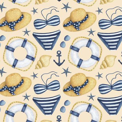 Морской круиз (тёмно-синий на бежевом)