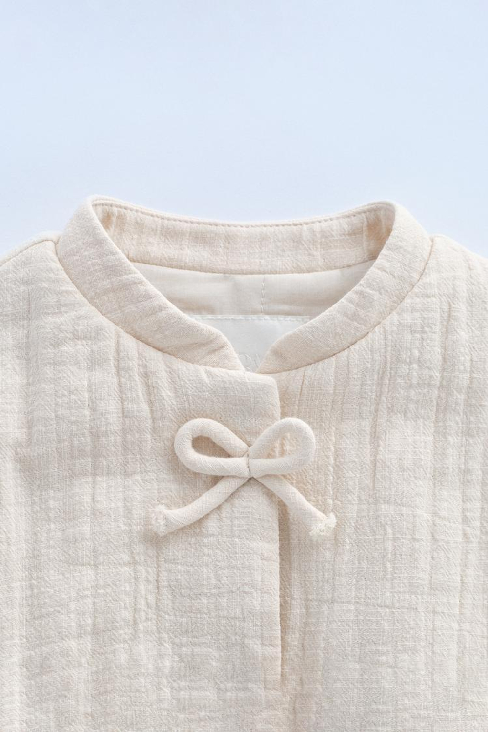 ZARA СТЕГАНАЯ КУРТКА С БАНТАМИ — TIMELESZ, ЭКРЮ