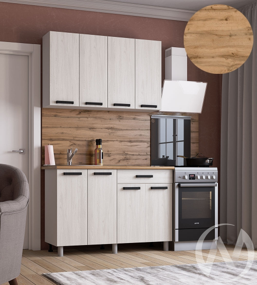 Кухня Элиана 1.2м (корпус белый/ясень анкор светлый) 26мм дуб вотан