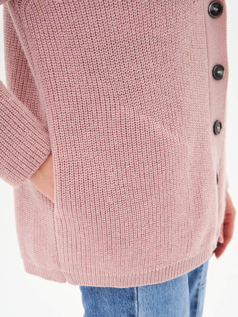 Кардиган с карманами розовый
