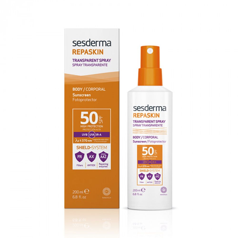 REPASKIN TRANSPARENT SPRAY Body sunscreen SPF 50 – Спрей солнц-ный прозрачный для тела СЗФ 50, 200мл