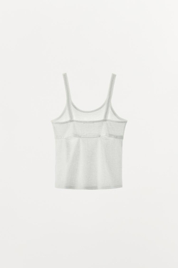 ZARA ТРИКОТАЖНЫЙ ТОП С ПУГОВИЦАМИ, ЭКРЮ