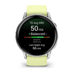 Умные часы Garmin Venu 4 45мм Серебристые с лимонным силиконовым ремешком (010-03014-42)
