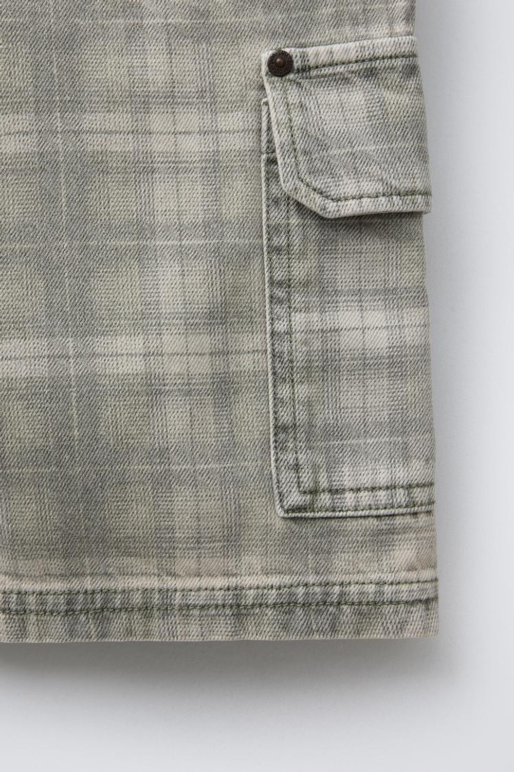 ZARA ШОРТЫ В КЛЕТКУ, СВЕТЛЫЙ ХАКИ