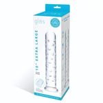 Прозрачный стеклянный фаллос с массажным рельефом 10 Extra Large Glass Dildo - 25,5 см. (Цвет: прозрачный)