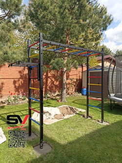 Монтаж уличной шведской стенки Sv Sport Рукоход (4 вертикальных столба)