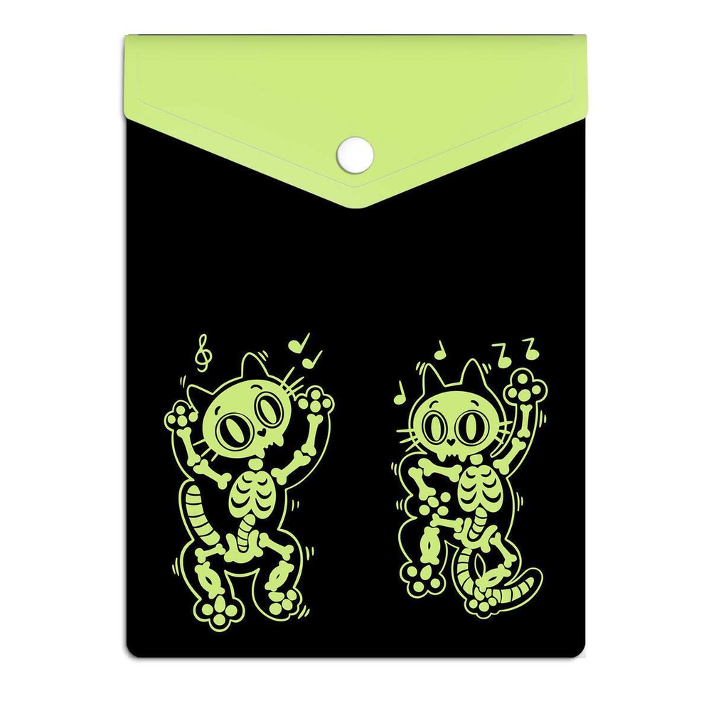 Папка-конверт на кнопке 15.8х11.4см. "Котоскелеты" (Феникс+)