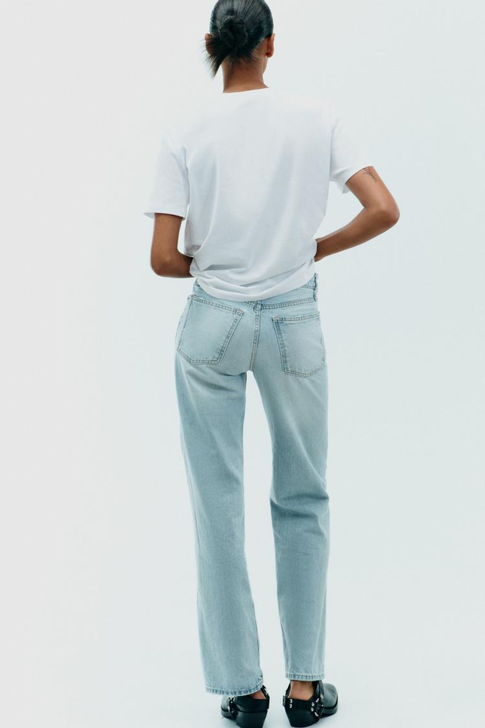 ZARA ФУТБОЛКА С ЛЕНТАМИ, БЕЛЫЙ