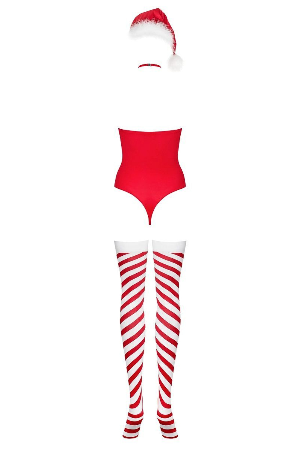 Очаровательное боди Kissmas в новогоднем стиле (Размер: M-L) (Цвет: красный с белым)