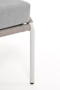 "Милан" диван 2-местный плетеный из роупа, каркас алюминий светло-серый (RAL7035) муар, роуп серый меланж круглый, ткань светло-серая