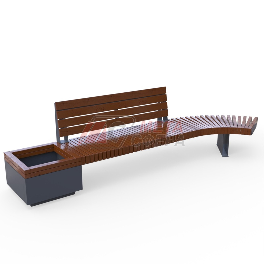 Скамейка Rail Road 03 с вазоном и поворотом