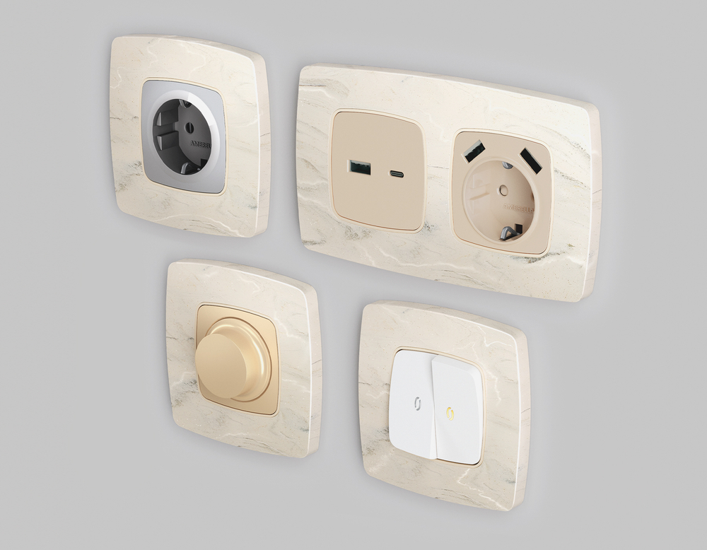 OF940602 Рамка OMEGA Opera (Серо-бежевый мрамор) 2-ая