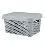 Корзина для хранения с крышкой Plast Team Stockholm, 5 л серый шторм