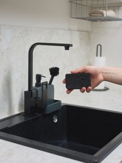 Набор губок для посуды из целлюлозы и кокосового волокна Eco Sponge, черные, 6 шт.