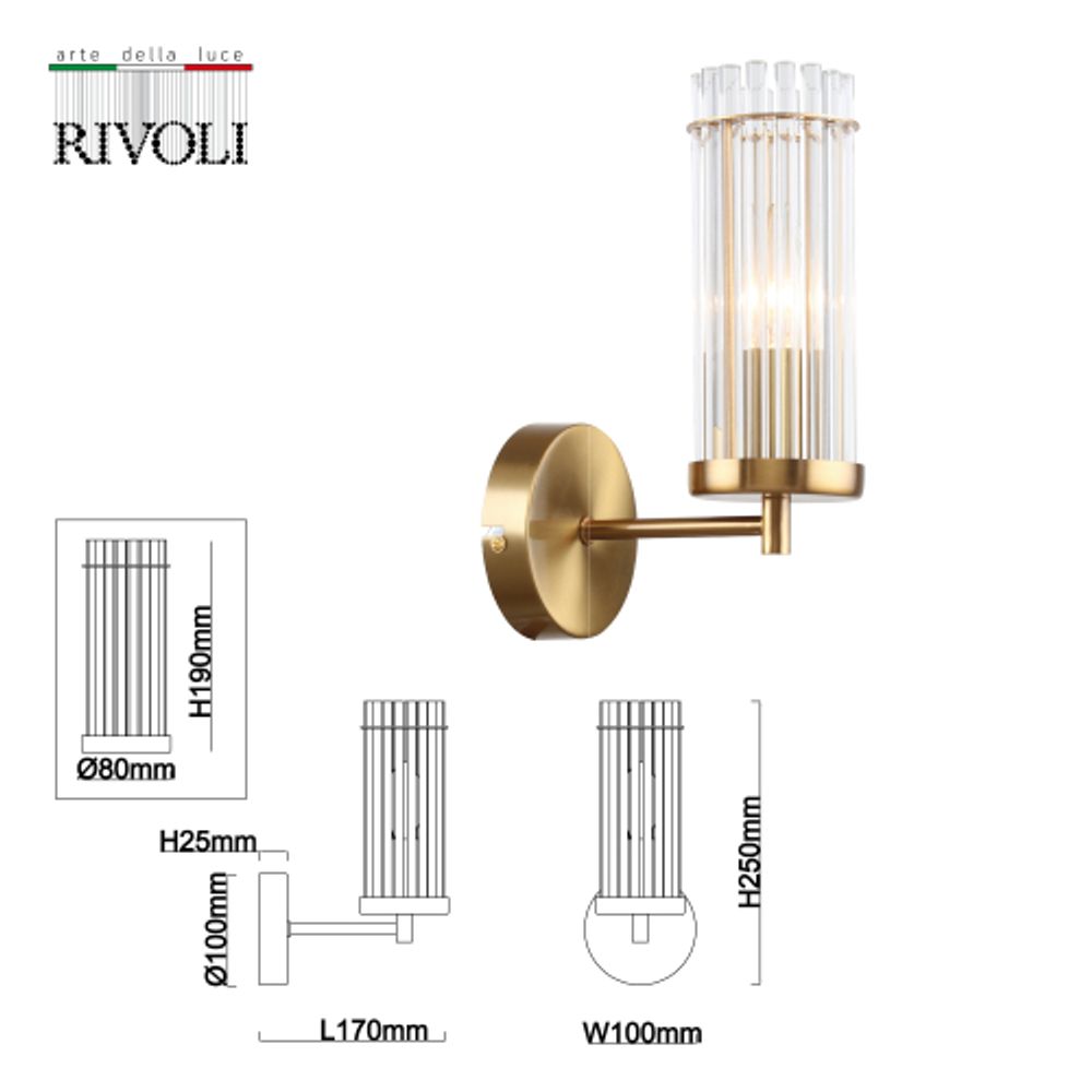 Бра светильник Rivoli   2074-401 настенный 1 х Е14 40 Вт классика