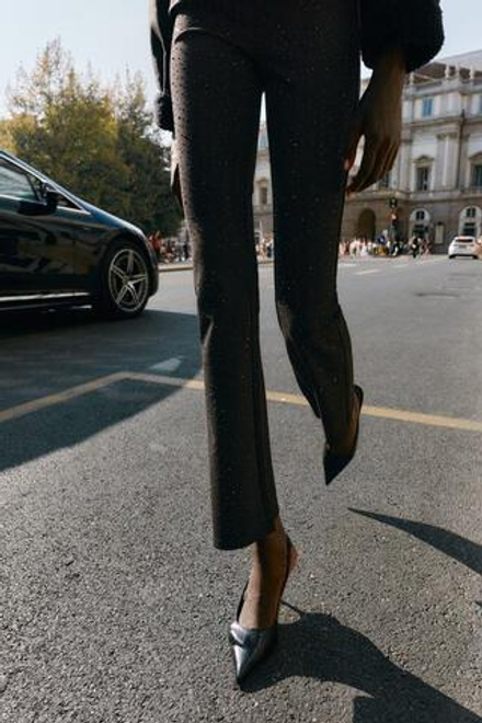 ZARA ЛЕГИНСЫ FLARE С БЛЕСКОМ, ЧЕРНЫЙ