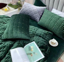 Постельное белье ЕВРО Велюр Зеленый
