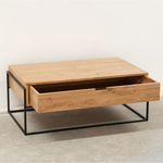 Журнальный столик, 110х65х45, G+K, прикроватный, с ящиком, из массива дуба, MAKOSA