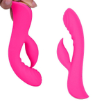 Ярко-розовый вибромассажер-кролик 5  Silicone Ripple Passion - 19,1 см.