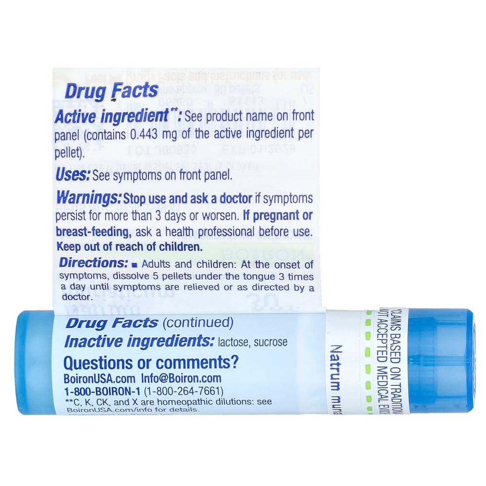 Boiron, Natrum muriaticum, 30C, прибл. 80 гранул