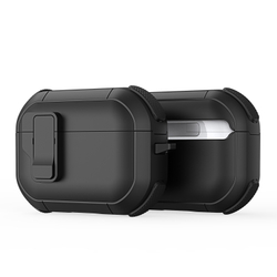 Усиленный чехол черного цвета от Dux Ducis для наушников AirPods Pro 2, серия PECP Series Case, в комплекте с карабином