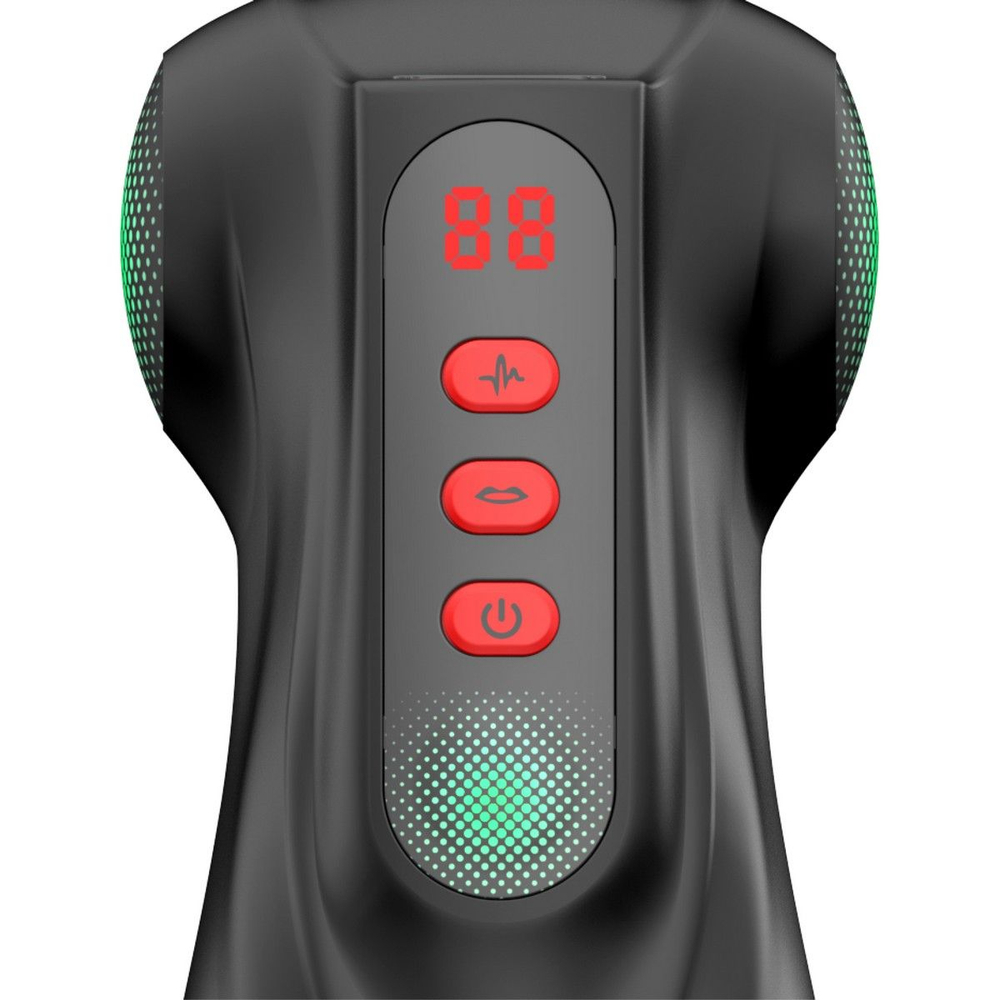 Интерактивный мастурбатор Raven с вакуумом, вибрацией и подсветкой (Цвет: черный)