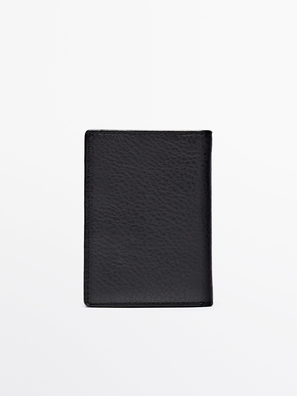 Massimo Dutti Вертикальный кошелек из кожи, черный