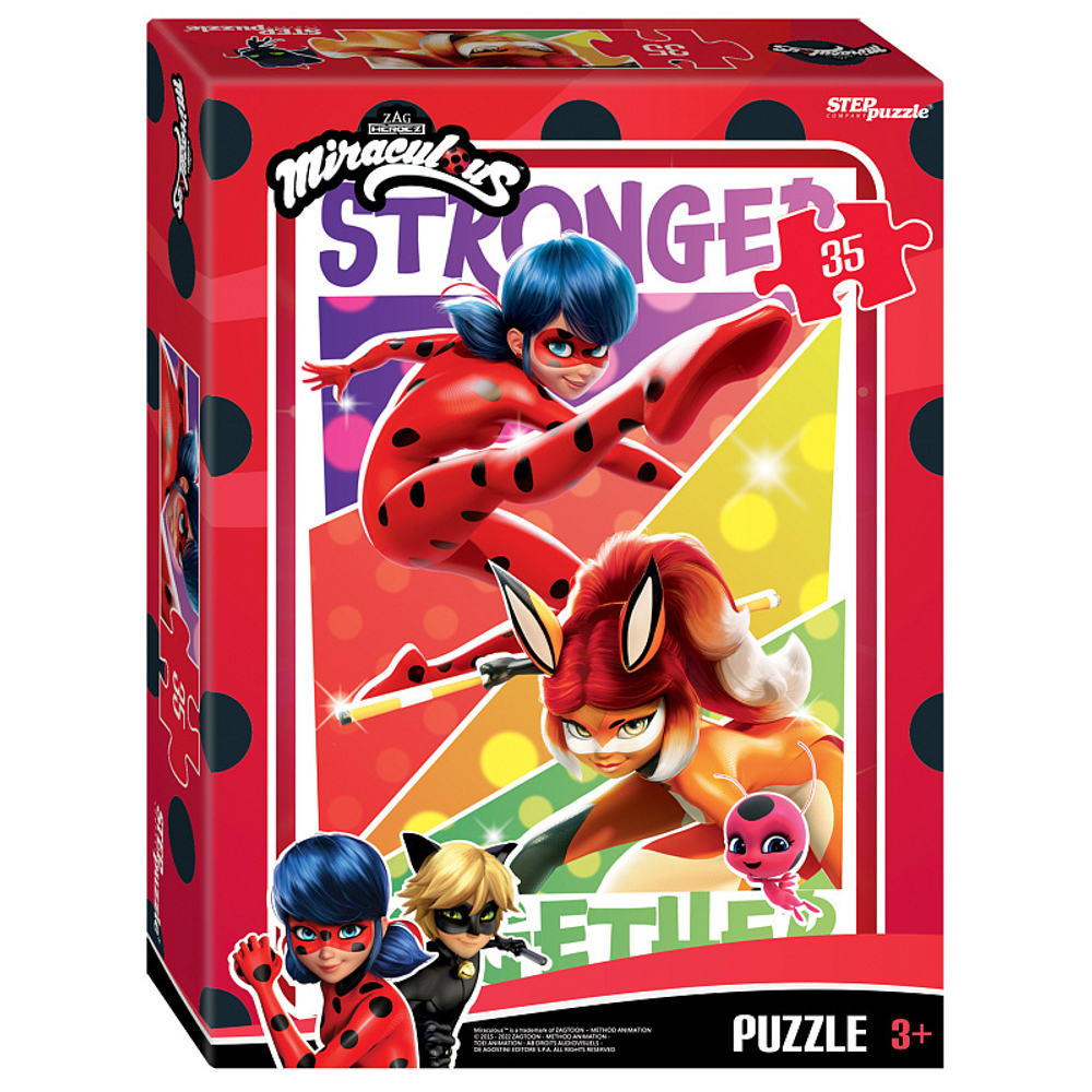 Пазлы 35 элементов 270*180мм "Леди Баг и Супер-Кот" (ZAGTOON METHOD)