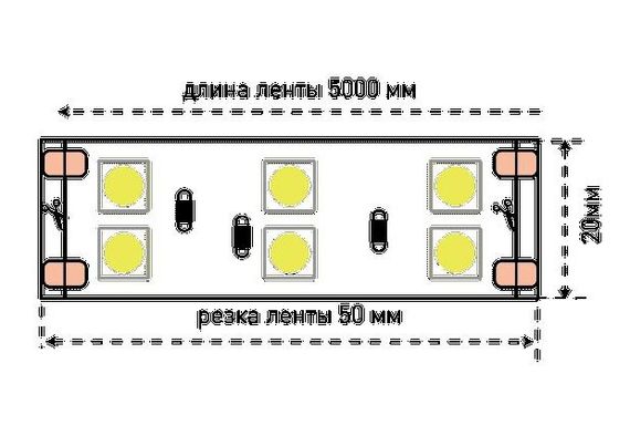Светодиодная лента SWG 28,8W/m 120Led/m 5050SMD холодный белый 5M SWG5120-24-28.8-W-М 009705