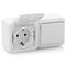 Блок ОП выключатель + розетка с заземл. защ. шторки IP44 Quteo бел. Leg 782318