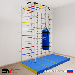 Шведская стенка Sv Sport 53460 (Турник рукоход/Канат/Лестница/Цепь/Мешок 22кг/Мат 2м/Канатный лаз)