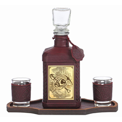 Графин «Шахтеру-3» с накладкой покрытой золотом 999 пробы