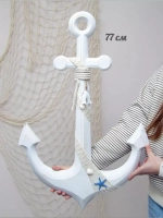Декор на стену для интерьера "Якорь с канатом" 77 см