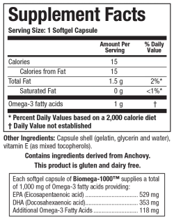 Omega-3 In Tryiglyceride Form A Fish Oil Concentrate 1000 mg 90 капсул Biogeek
