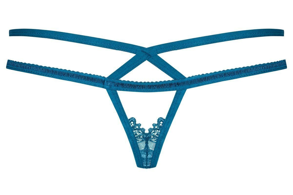 Яркие трусики-стринги с окошком и двойными бретелями (Размер: L-XL) (Цвет: черный)