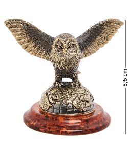 Народные промыслы AM-2179 Фигурка «Сова Хэдвиг» (латунь, янтарь)