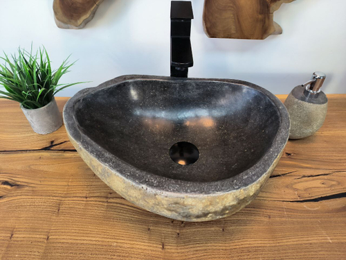 Раковина из речного камня RS-65785 44х33х15 из натурального камня