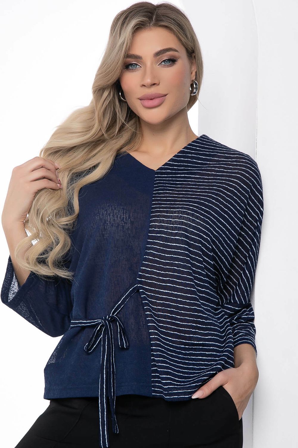 Блуза "Стильный замысел" (синяя) Б9087 LT Collection