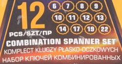 Ключи комбинированные. набор 12пр (6-14, 17, 19, 22мм) MEGATOOLS MT-5123MP