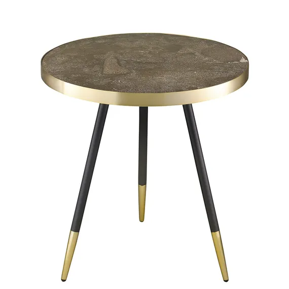 Журнальный столик Hedda Ø55 см, мрамор/матовое золото