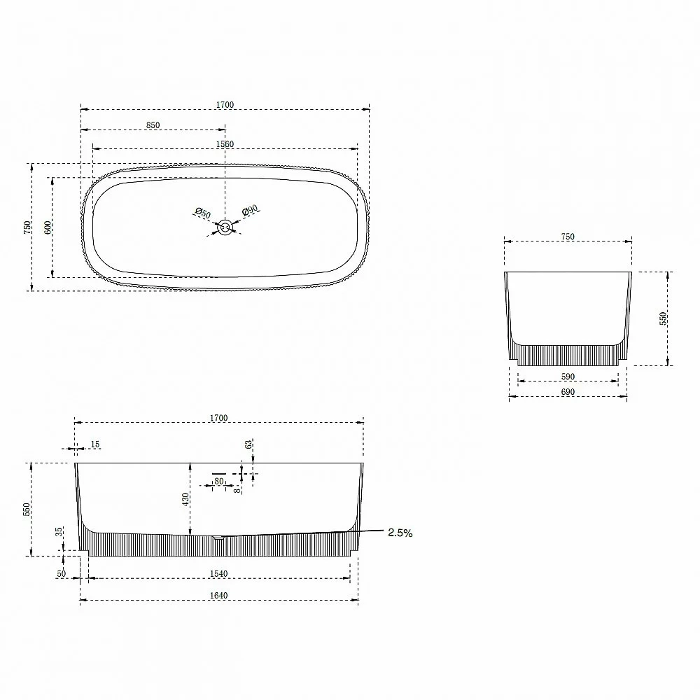 Ванна Abber 170х75 AS9601MCG зеленая матовая