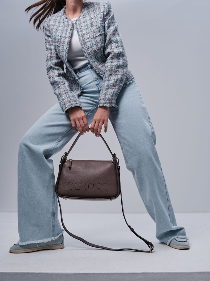 Сумка кожаная на плечо тауп