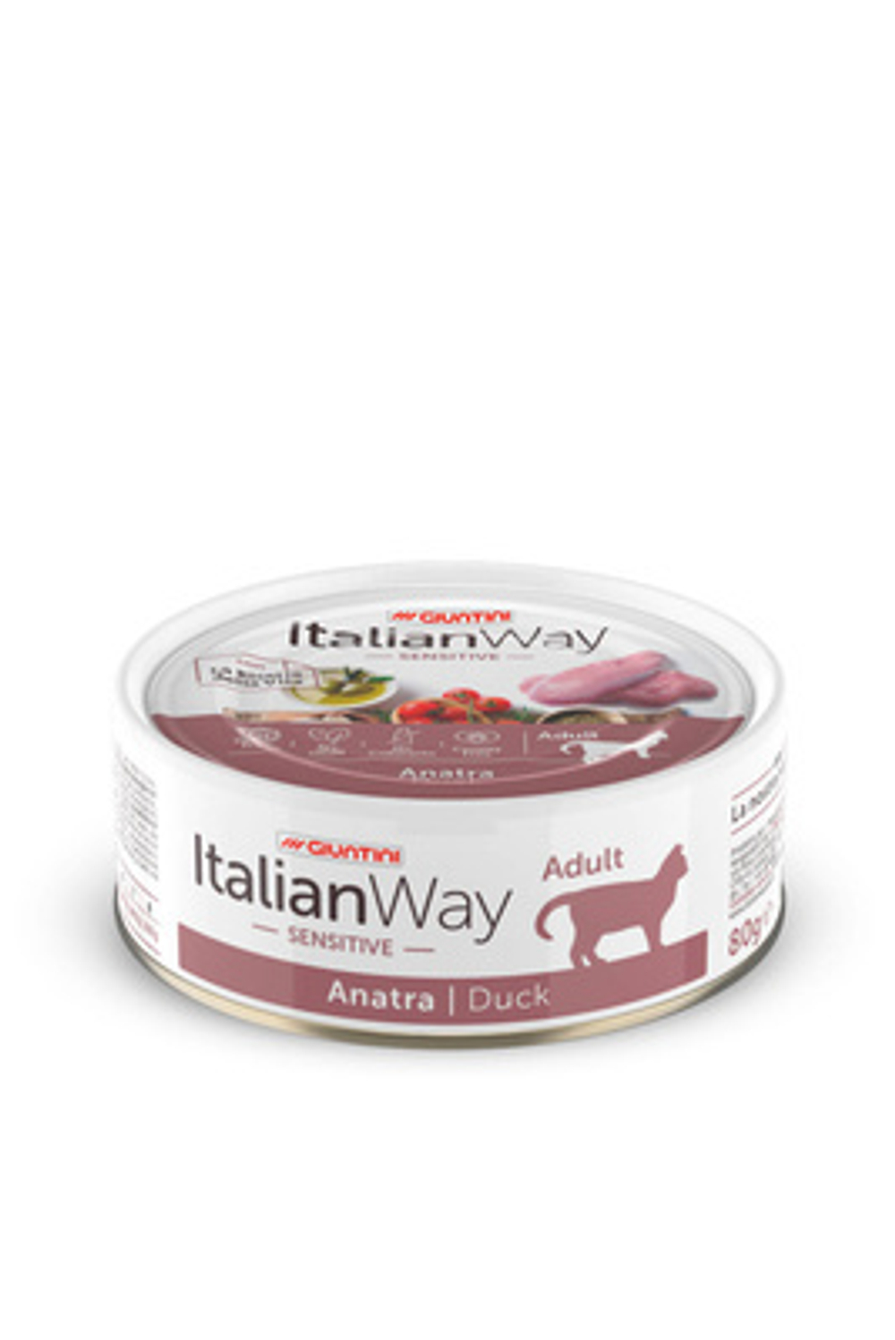 Italian Way Консервы Консервы для кошек с чувствительным пищеварением с уткой (ITALIAN WAY WET CAT SENSITIVE DUCK) 0,08 кг