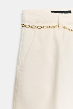ZARA ДЖИНСОВЫЕ ШОРТЫ Z1975 С ПОЯСОМ-ЦЕПОЧКОЙ, БЕЛЫЙ