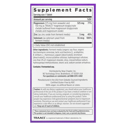 New Chapter, Magnesium + Selenium & Zinc, 30 Vegan Tablets