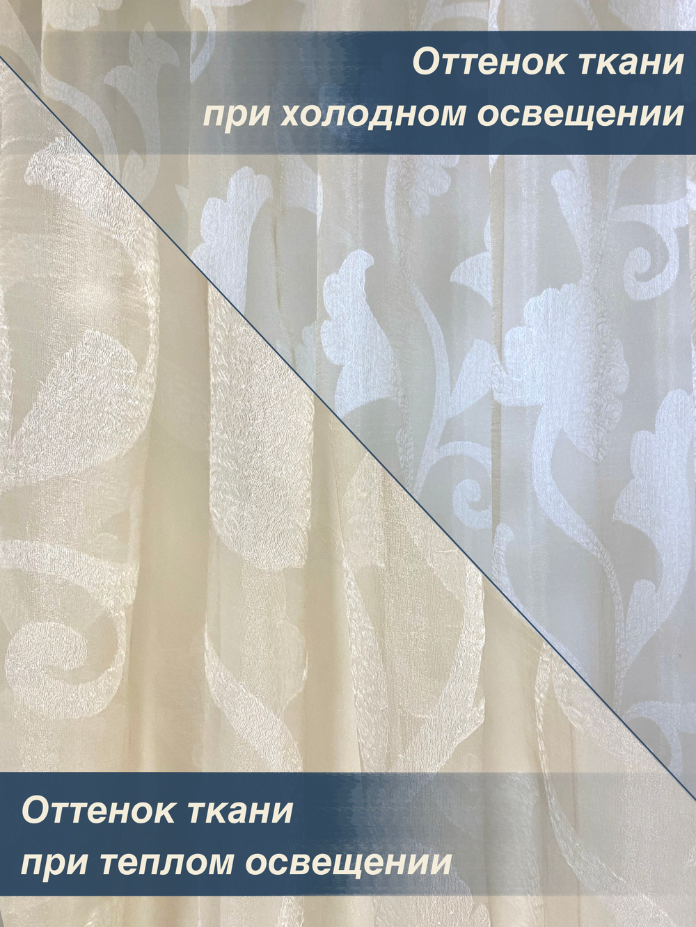 Тюль для комнаты, Органза с цветами, кремовая, 280*580